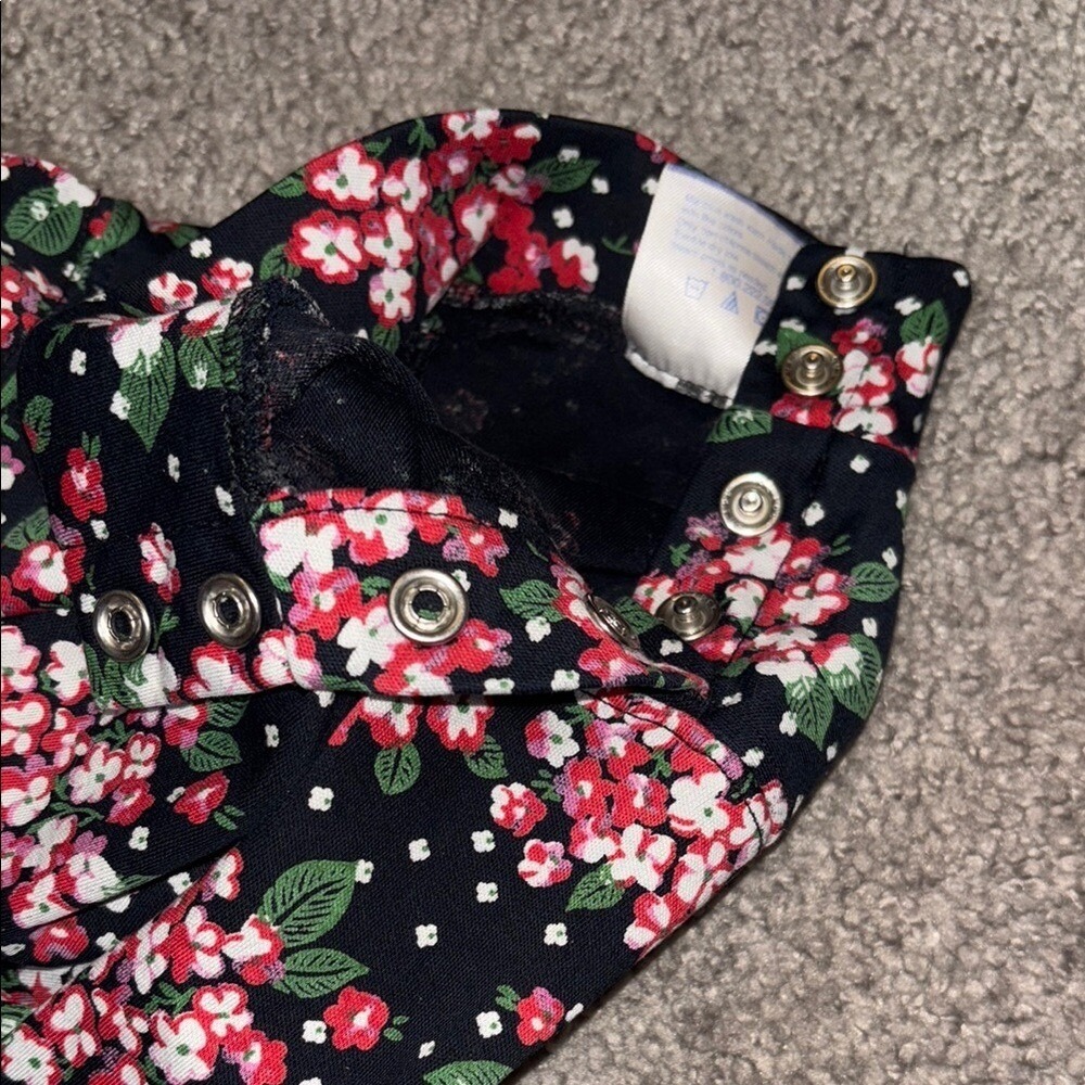 Hanna Andersson Kids Floral Mock Neck Long Sleeve Top Size 90 Cotton Made in USA - Picture 3 of 4
